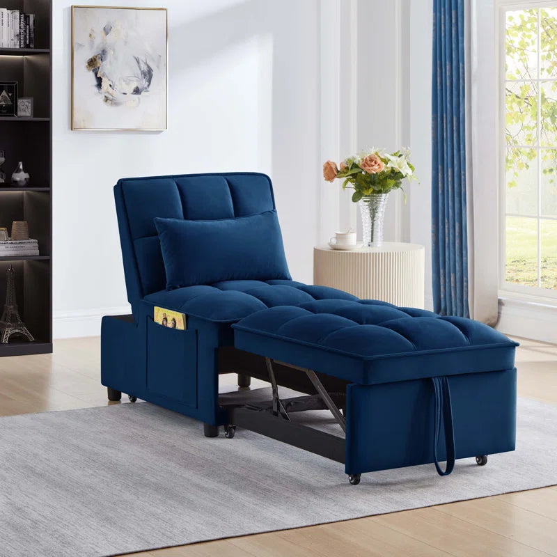 Delux Four-in-One Multipurpose Single Tufted Sofa Bed with Pillows and Storage Pockets
