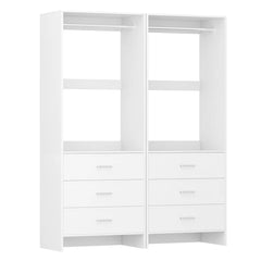 4ft Closet Organizer System with 6 Wooden Drawers and Hanging Rods (Set of 2)