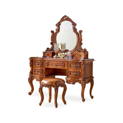 Vempire Brown Rectangular Solid Wood Makeup Vanities