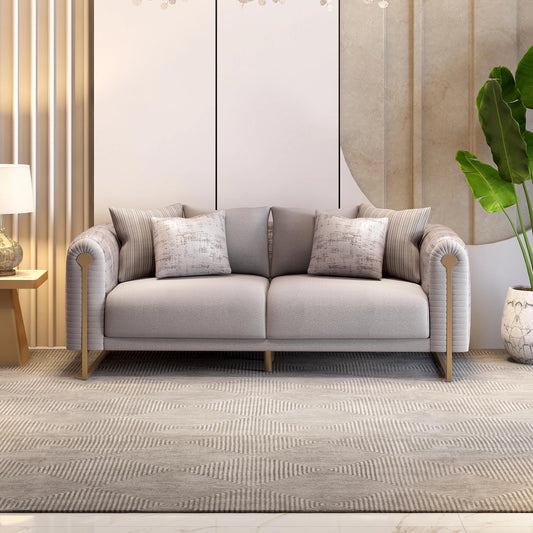 Luxury Velvet Sofa Set 3+3+1 Elegant Beige With Stylish and Comfortable Sitting