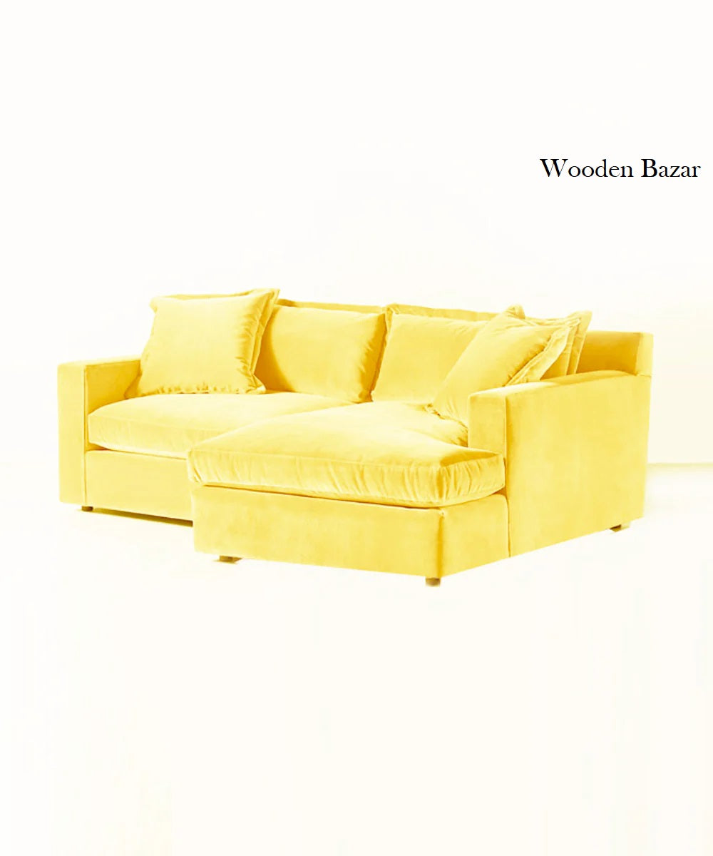 Four Seater Sectional Sofa In Lemon Color - Wooden Bazar