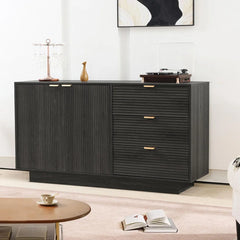55" Modern Fluted Sideboard Buffet Cabinet,  Adjustable Shelves