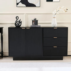 55" Modern Fluted Sideboard Buffet Cabinet,  Adjustable Shelves