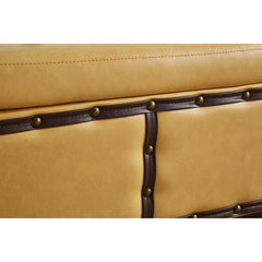 Large Classic Upholstered Storage Bench, Waxed Leather Flip Top Ottoman