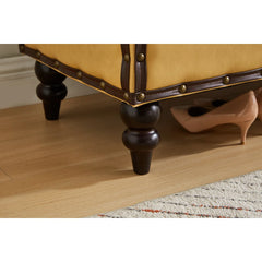 Large Classic Upholstered Storage Bench, Waxed Leather Flip Top Ottoman