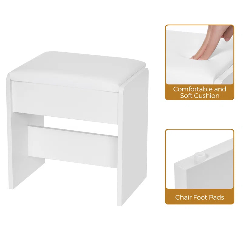 Aericsole Erastic Large Vanity Desk Table With Mirror & Lights