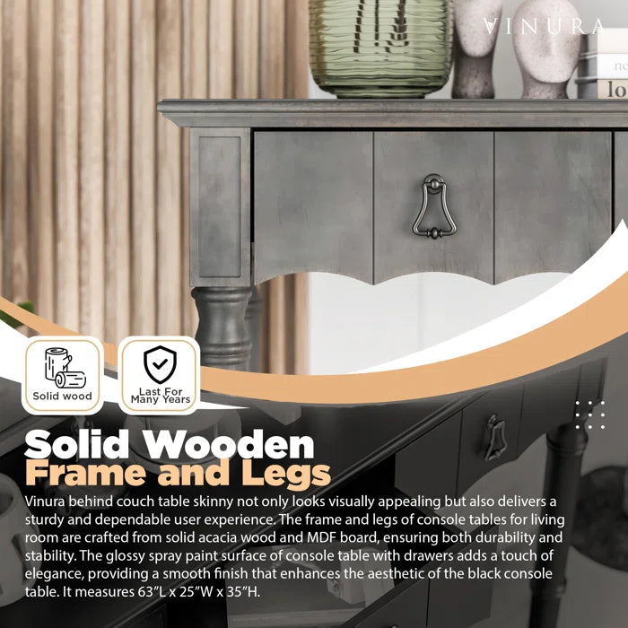 63'' Solid Wood Console Table - Wooden Bazar