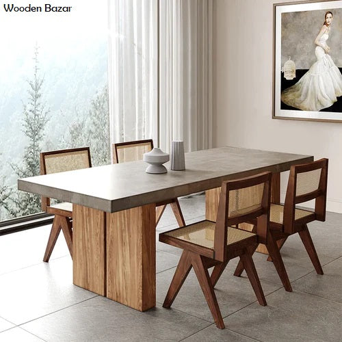 71" Farmhouse Natural Wooden Dining Table for 6 Person Double Pedestal - Wooden Bazar