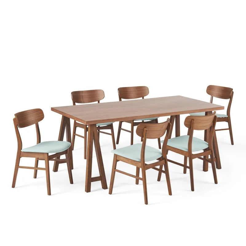 Kadley 6 Seater Dining Table Set in Natural Oak And Walnut Finish - Wooden Bazar