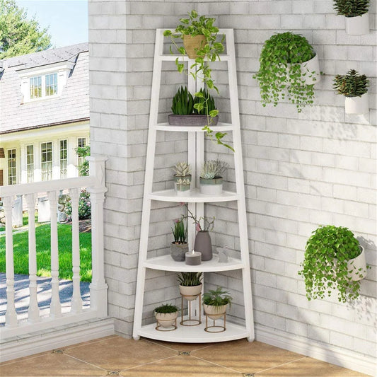 Singvok 70 inch Tall Corner Shelf, Rustic Ladder Corner Bookshelf Bookcase