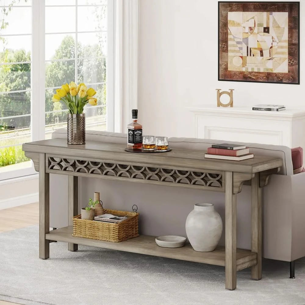 Solid Long Table Farmhouse Solid Wood Long Console Table Sofa Table - Wooden Bazar ...