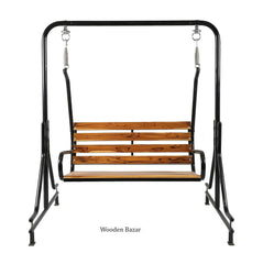 Stylish Teak Wood 2 Seater Swing | Perfect Balcony Jhula with Durable Iron pipe