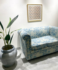 Wonderful 2-Seater Linen Printed Sofa - Wooden Bazar