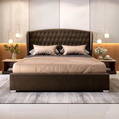 Chesterfield King Size Bed in Espresso Color - Wooden Bazar