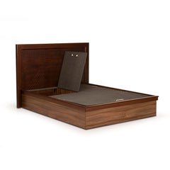 Premium King/Queen Size Bed in Rich Walnut Finish - Wooden Bazar
