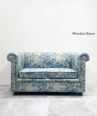 Wonderful 2-Seater Linen Printed Sofa - Wooden Bazar