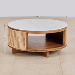 Modern Round Coffee Table of Teak Wood Material - Wooden Bazar