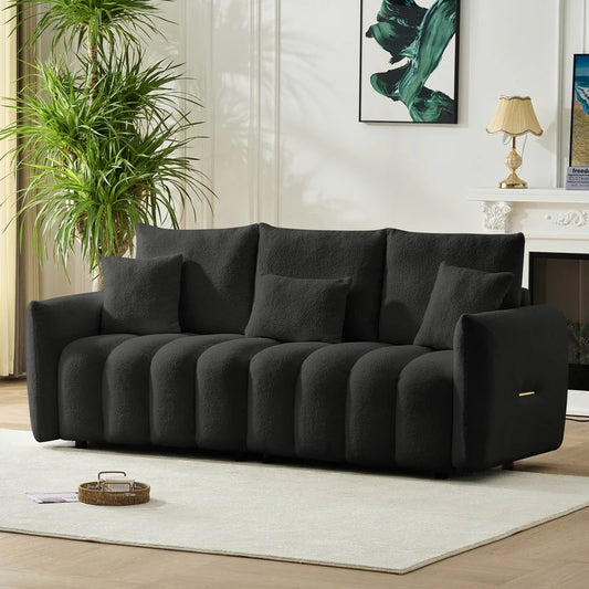 Gaang premium teddy velvet oversized cushioned 3-seater sofa
