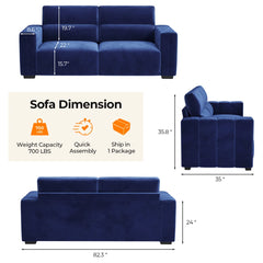 Hikky Deep Seat 2 Seater Sofa with Wooden Frame - Wooden Bazar