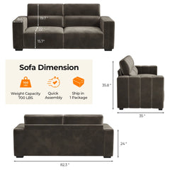 Hikky Deep Seat 2 Seater Sofa with Wooden Frame - Wooden Bazar
