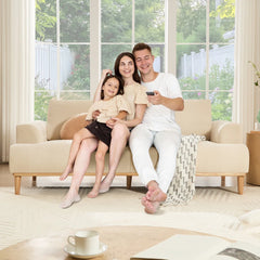 Dinok Modern Sofa Chenille Wooden Upholstered Couch - Wooden Bazar