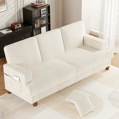 Corduroy Sofa with 3 Seats No Tool Assembly Solid Wood Frame and Solid Wood Legs