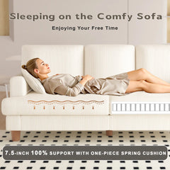 Corduroy Sofa with 3 Seats No Tool Assembly Solid Wood Frame and Solid Wood Legs