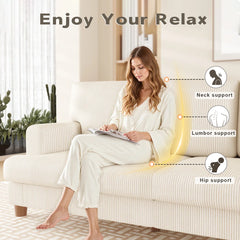 Corduroy Sofa with 3 Seats No Tool Assembly Solid Wood Frame and Solid Wood Legs