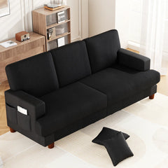 Corduroy Sofa with 3 Seats No Tool Assembly Solid Wood Frame and Solid Wood Legs