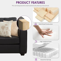 Sinsix Modern 3 Seater Sofa - Wooden Bazar