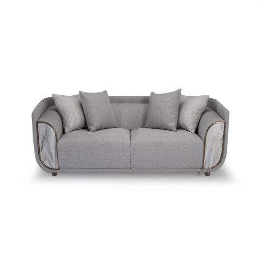 Contemporary tweed Fabric Sofa Set 3+2 in Stylish Cloud Grey