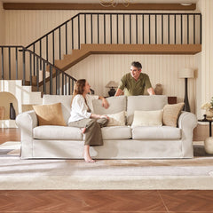 Sinkir 3 Seater Sofa With Rolled Arm Slipcovered Sofas For Living Room