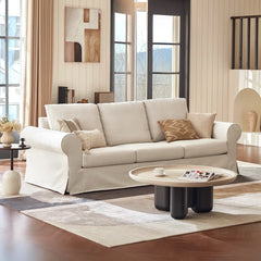 Sinkir 3 Seater Sofa With Rolled Arm Slipcovered Sofas For Living Room