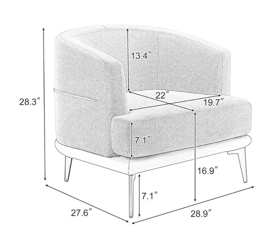 Tuverk Two-tone Barrel Fabric Chair,Upholstered Round Armchair,Accent Chair