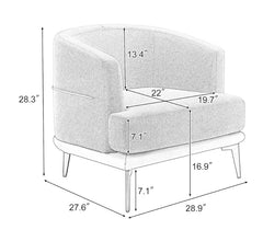 Tuverk Two-tone Barrel Fabric Chair,Upholstered Round Armchair,Accent Chair