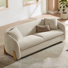 Divaag Upholstered Modern Curved Chenille Sofa with Unique Wood Legs