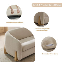 Divaag Upholstered Modern Curved Chenille Sofa with Unique Wood Legs