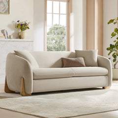 Divaag Upholstered Modern Curved Chenille Sofa with Unique Wood Legs