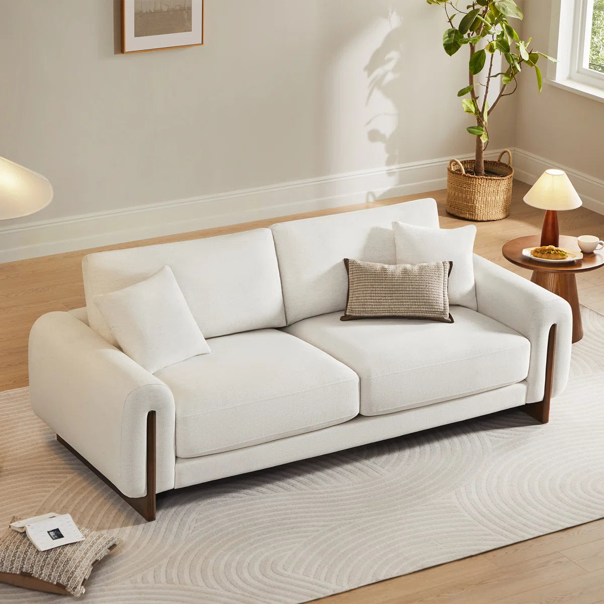 Jackison Upholstered Sofa With Wood Legs - Wooden Bazar
