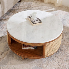 Modern Round Coffee Table of Teak Wood Material - Wooden Bazar