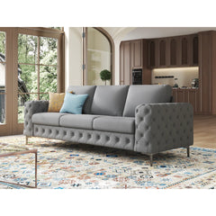 Newwing Modern Button Tufted 3-Seater Sofa With Wide Armrests