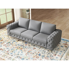 Newwing Modern Button Tufted 3-Seater Sofa With Wide Armrests