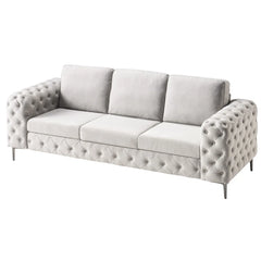 Newwing Modern Button Tufted 3-Seater Sofa With Wide Armrests