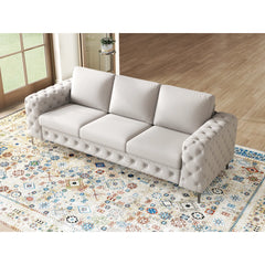 Newwing Modern Button Tufted 3-Seater Sofa With Wide Armrests