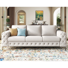 Newwing Modern Button Tufted 3-Seater Sofa With Wide Armrests