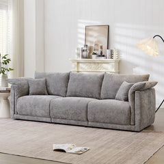 Nakki Modern 3-Seater Linen Sofa with Soft Arm Pillows for Living Room & Office