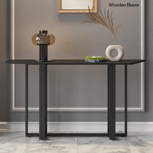 59”Long Sofa Console Table Black Wood Console Table - Wooden Bazar
