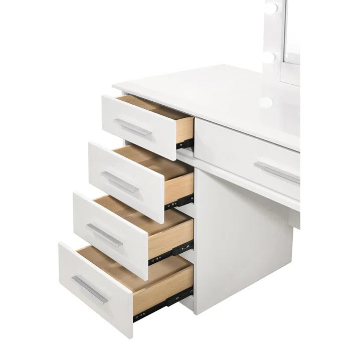 oelex White Vanity Dressing Table - Wooden Bazar