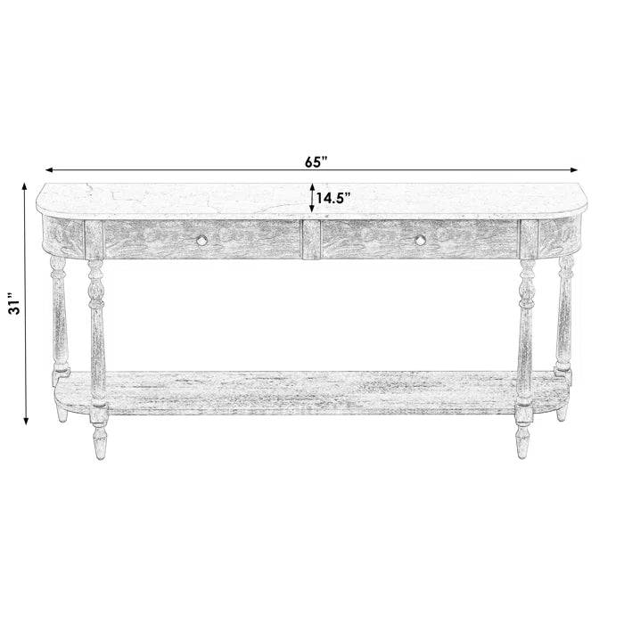 Aberdale 65'' Genuine Marble Console Table  - Wooden Bazar