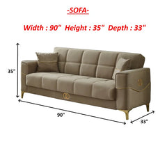 Abriene 4 - Piece Velvet Living Room Luxury Sofa Set